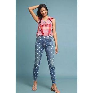 Anthropologie 7 For All Mankind High-Rise Skinny Ankle Jeans Polka Dot 31